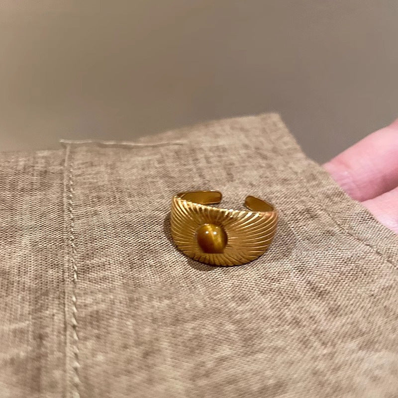 Wholesale Golden Sunflower Tiger Eye Ring